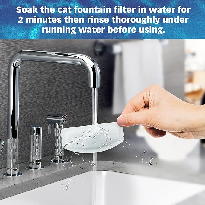 PET STANDARD Replacement Water Filter & 6 Pack Replacement Pre-Filter Sponges Compatible With ORSDA® 67oz/2L Stainless Steel Pet Water Fountains, Pack of 12