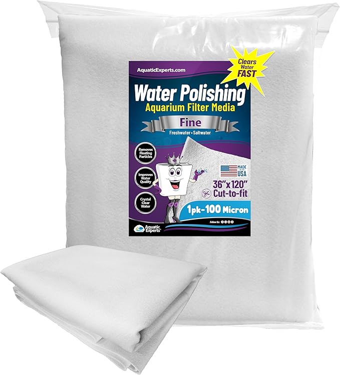 Aquatic Experts Aquarium Polishing Filter Pad, Aquarium Filter Pad, Aquarium Filter Floss for Fish Tank Filters, Water Polishing Pad for Aquarium Filters (36" x 120" Bulk, 100 Micron)