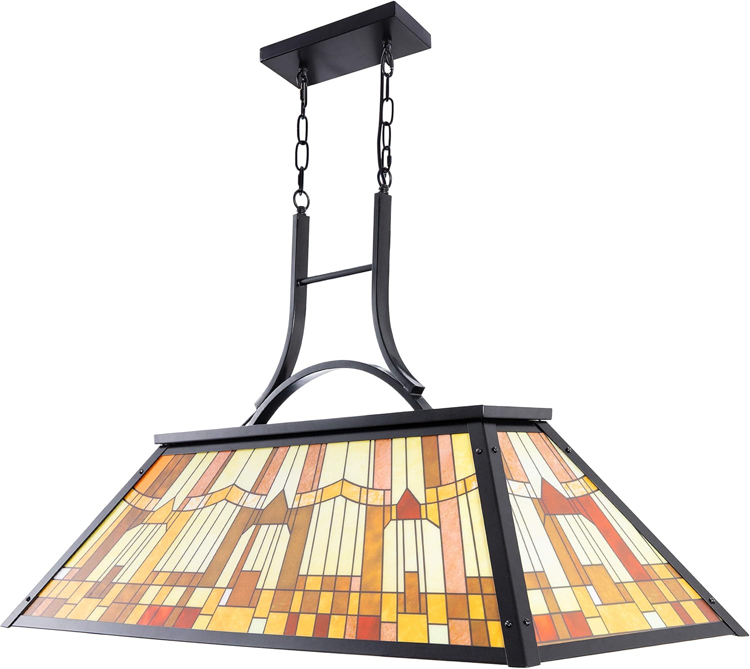Wellmet 3-Lights Pool Table Lamp with Tiffany-Style Shade for 7' 8' 9' Table, 43.3” Vintage Billiards Light Fixtures Ceiling for Man Cave Club Bar Game Game Room