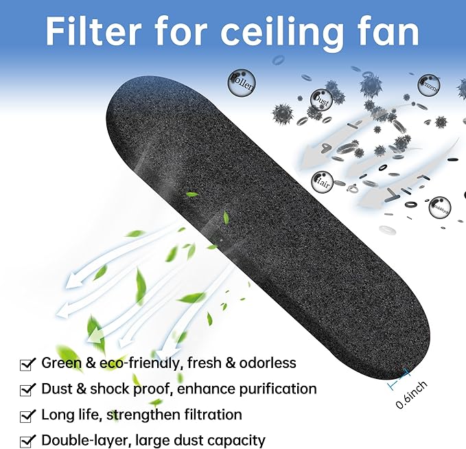 Ceiling Fan Filters for Blades - Fan Filters for Ceiling fan Blades,Content for Common Household Contaminants Easy-Stick Universal Fit,Unscented (10-Count)