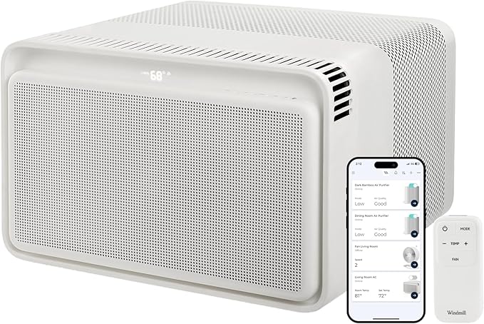 Windmill 10,000 BTU Inverter Window Air Conditioner with WhisperTech - Ultra-Quiet & Smart, Cools up to 450 Sq. Ft. - Easy Install, App/Wi-Fi, Voice-Enabled, Remote Control, High Energy Efficiency