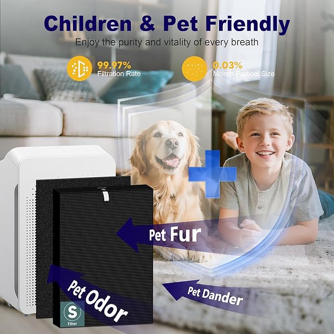 C545 True HEPA Replacement Filter S Compatible with Winix C545 Air Purifier 1712-0096-00 and 2522-0058-00, 2 x Black H13 True HEPA Filter + 8 x Black Activated Carbon Filters