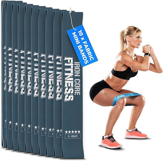 Fabric Mini Resistance Bands Sets for Trainers, Bootcamp, Gym for Men and Women in Fun Colors - Ebook, Videos and Workout Chart Included by Iron Core Fitness-FlexoryFit