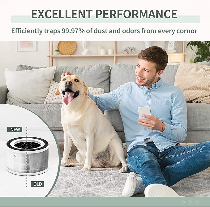 True HEPA Filter Replacement Compatible with Afloia Air Filter Replacement Fillo/Halo and Allo Air Filter, Match ASIN: B088FHCS83/B07JG1R2GB/B07WR2CT7V, 3-IN-1 Filtration, 1-Pack