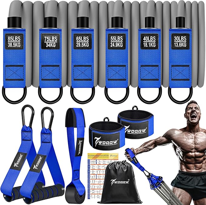 Heavy Resistance Bands for Working Out, 350lbs/450lbs Exercise Bands with Handles, Workout Bands Set for Men, Fitness Weight Bands for Muscle Strength Training, Stretching, Slim, Home Gym Equipment-FlexoryFit