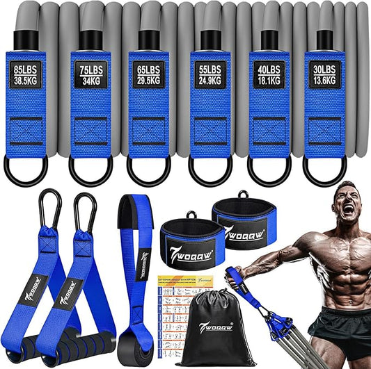 Heavy Resistance Bands for Working Out, 350lbs/450lbs Exercise Bands with Handles, Workout Bands Set for Men, Fitness Weight Bands for Muscle Strength Training, Stretching, Slim, Home Gym Equipment-FlexoryFit