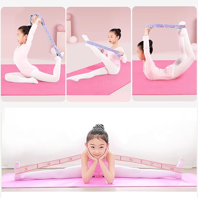 2 PCS Stretch Strap for Kids Dance Elastic Band for Children Gymnastics Stretching Strap Kids Stretching Bands Multi-Loop Adjustable Exercise Bands Stretching Resistance Ballet Bands -8 Loops-FlexoryFit