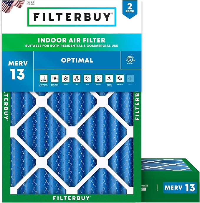 Filterbuy 25x29x4 Air Filter MERV 13 Optimal Smoke & Allergy Defense, by Filterbuy
