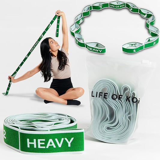 Stretching Strap: HEAVY Resistance Band, Stretch Strap with Loops for Yoga, Pilates, Dance, Physical Therapy, Gymnastics, Yoga Strap for Stretching, Workout, Flexibility-FlexoryFit