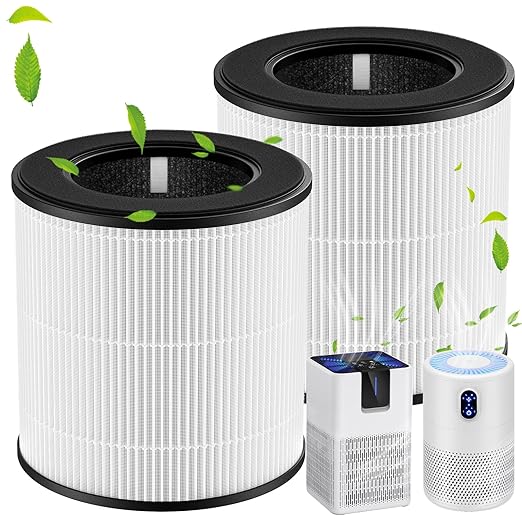 M05 B-D02L Replacement Filter Compatible with MOOKA M05/ B-D02L Air Purifi-ers, for KOIOS B-D02L, for VEWIOR B-D02U, HEPA Filter and Activated Carbon Filtration for M05/ B-D02L, 2 Pack, White
