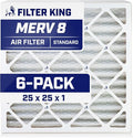 Filter King 25x25x1 Air Filter | 6-PACK | MERV 8 HVAC Pleated A/C Furnace by FilterKing