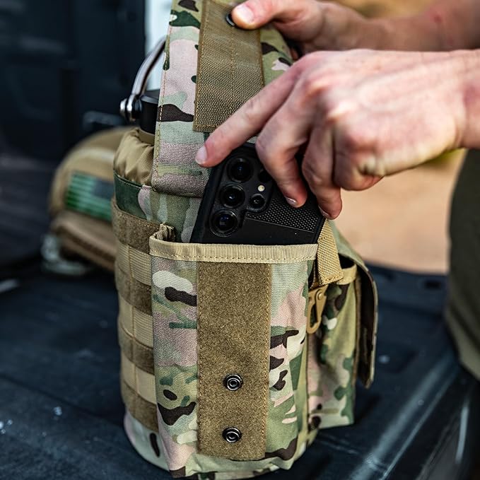 Iron Infidel Battle Bottle - One Gallon Insulated Water Bottle with Dual Carry Handles - 128 oz Tactical Stainless Steel Water Jug & Rugged Extra Large Sleeve With Storage (OCP Camo 128 Ounces)-FlexoryFit