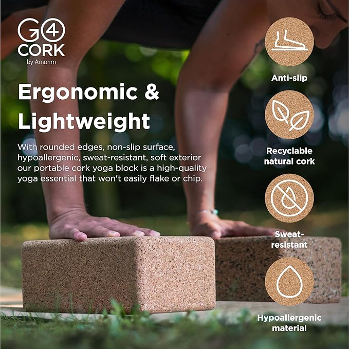 Go4Cork Cork Yoga Block for Yoga, Pilates & Meditation | Non-Slip, Hypoallergenic, Sustainable, Non-Toxic Yoga Block-FlexoryFit