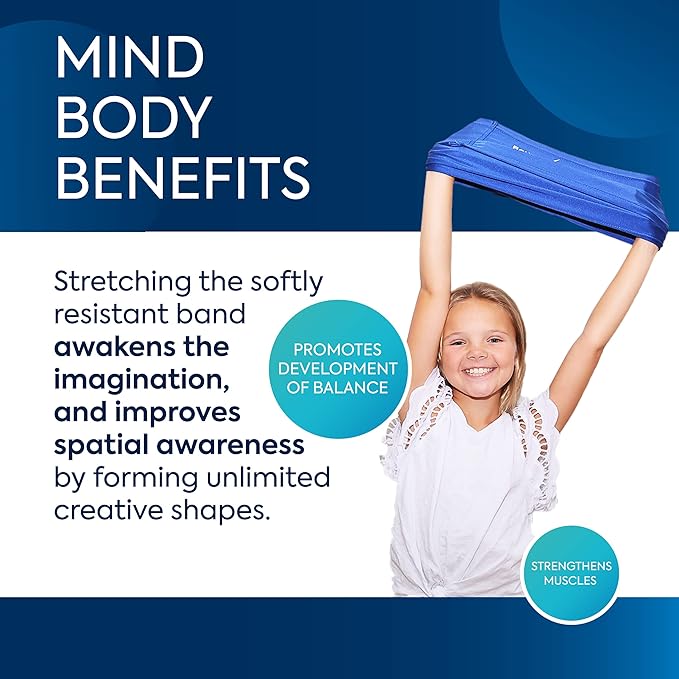 BouncyBand Stretch Band Focus Tool – 30” Resistance Band for Kids Stretches to Over 46” – Silent Sensory Tool Awakens Imagination, Develops Balance, and Strengthens Muscles-FlexoryFit