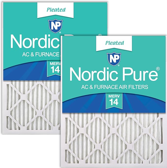 Nordic Pure 20x20x1 (19 1/2 x 19 1/2 x 3/4) Pleated MERV 14 Air Filters 2 Pack
