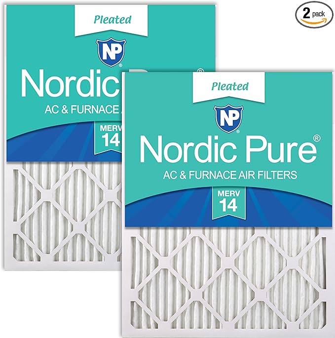 Nordic Pure 16x30x1 Pleated MERV 14 Air Filters 2 Pack by NordicPure