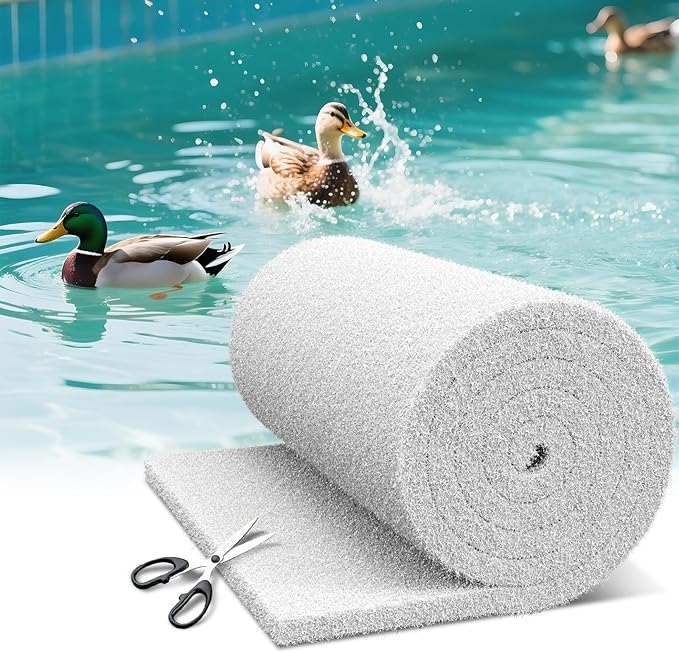Classic Koi Pond Filter Pad, 12” x 72" Thick Aquarium Filter Floss Roll Reusable Cut to Fit Aquarium Media Pad for Outdoor Koi Ponds, Aquariums, Fish-Safe Polyester Material