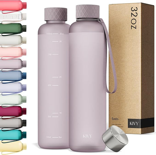 KIVY Slim Water Bottle 32oz [Lightweight & Shatterproof] - Reusable Tritan Water Bottle - Leak Proof Bottle for Women & Men - No Spill - Dishwasher Safe Water Bottle BPA Free-FlexoryFit