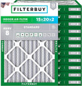 Filterbuy 15x20x2 Air Filter MERV 8 (MPR 700) Dust Defense Replacement (12-Pack), Electrostatic Pleated HVAC AC Furnace Filters, Made in USA (Actual Size: 14.50 x 19.50 x 1.75)