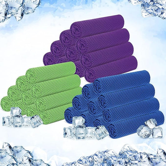 Hosuly 30 Pack Cooling Towels, 40"x12" Ice Breathable Soft Chilly Sweat Rag Microfiber Workout Rags for Gym Cooling Towels for Neck and Face for Yoga Golf Sport Running-FlexoryFit