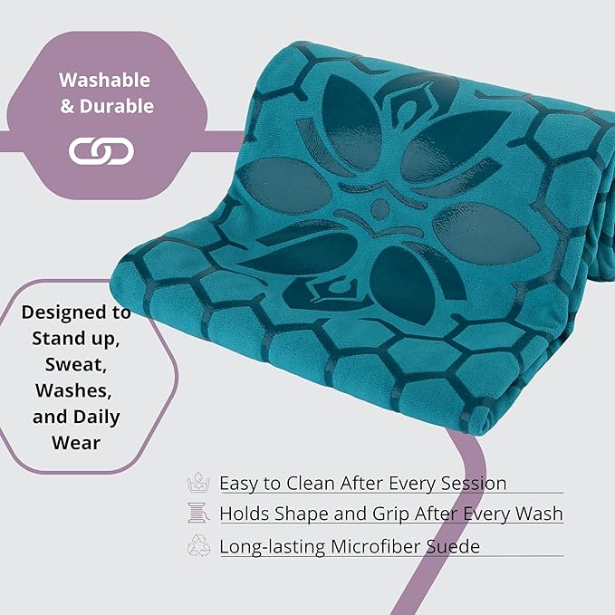 Clever Yoga Non-Slip Hot Yoga Towel – Non-Slip Grip for Hot Yoga, Sweat Absorbent, Honeycomb Silicone Grip, Stays Flat – Ideal for Pilates, Travel, Washable & Lightweight - Turquoise-FlexoryFit