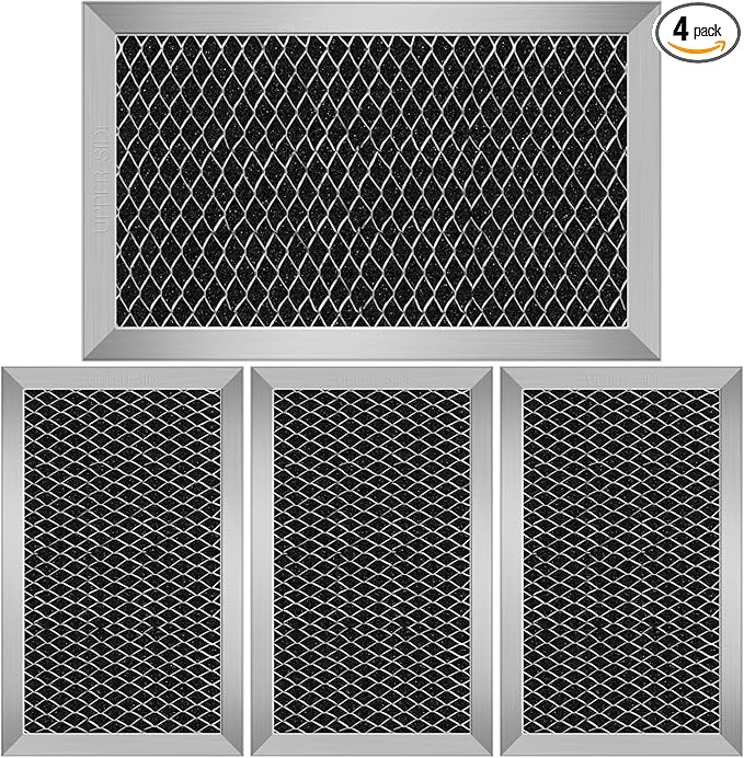 4Pcs Microwave Charcoal Filter Replacement for GE JX81C WB02X10776, Microwave Filter Replacement 7.68" x 4.85" Air Carbon Filter