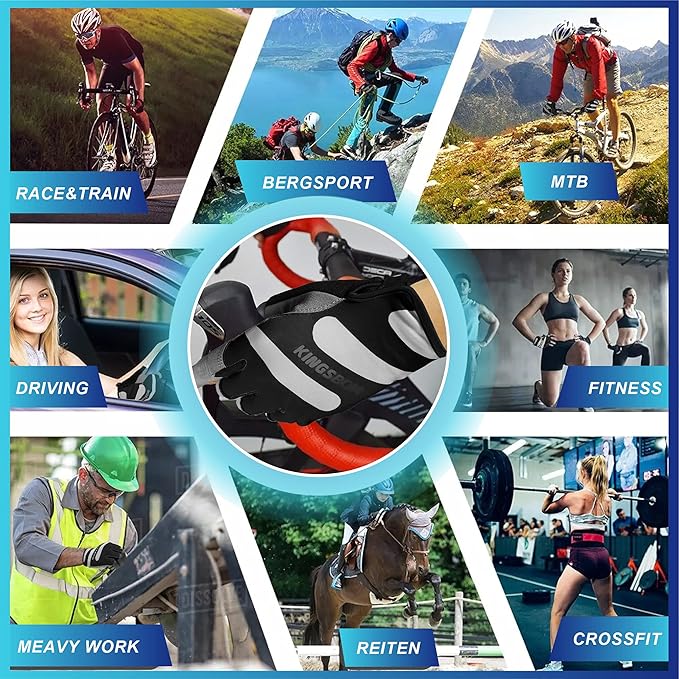 KINGSBOM Breathable Cycling Gloves, Shock-Absorbing Bike Gloves with Light Silicone Gel Pad, Anti-Slip Bicycle Gloves for Men and Women-FlexoryFit