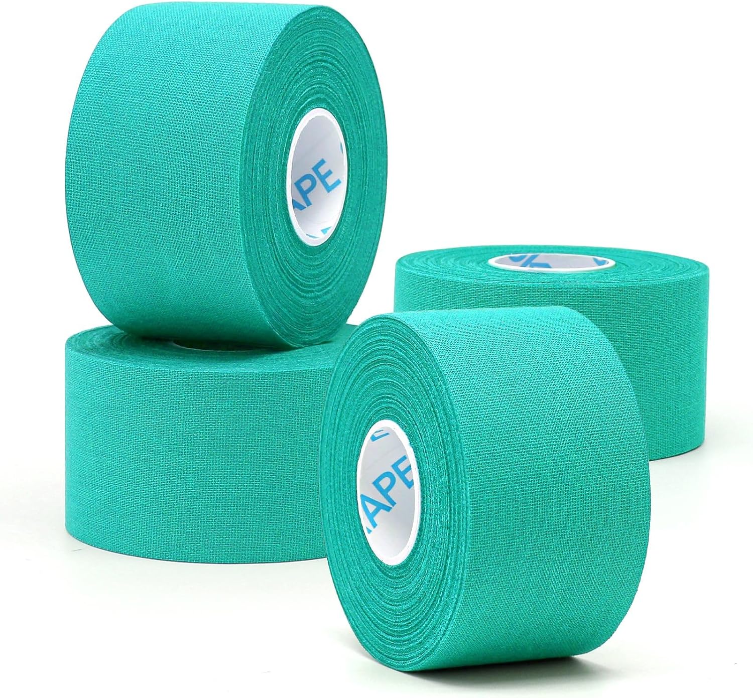 OK TAPE 4 Rolls Athletic Tape, Sports Tape for Injuries, Rigid, Easy Tear Medical Tape, Wrist Tape, No Sticky Residue | Secure Ankle, Finger, Knee- 1.5inch x 15yards (Teal Blue)