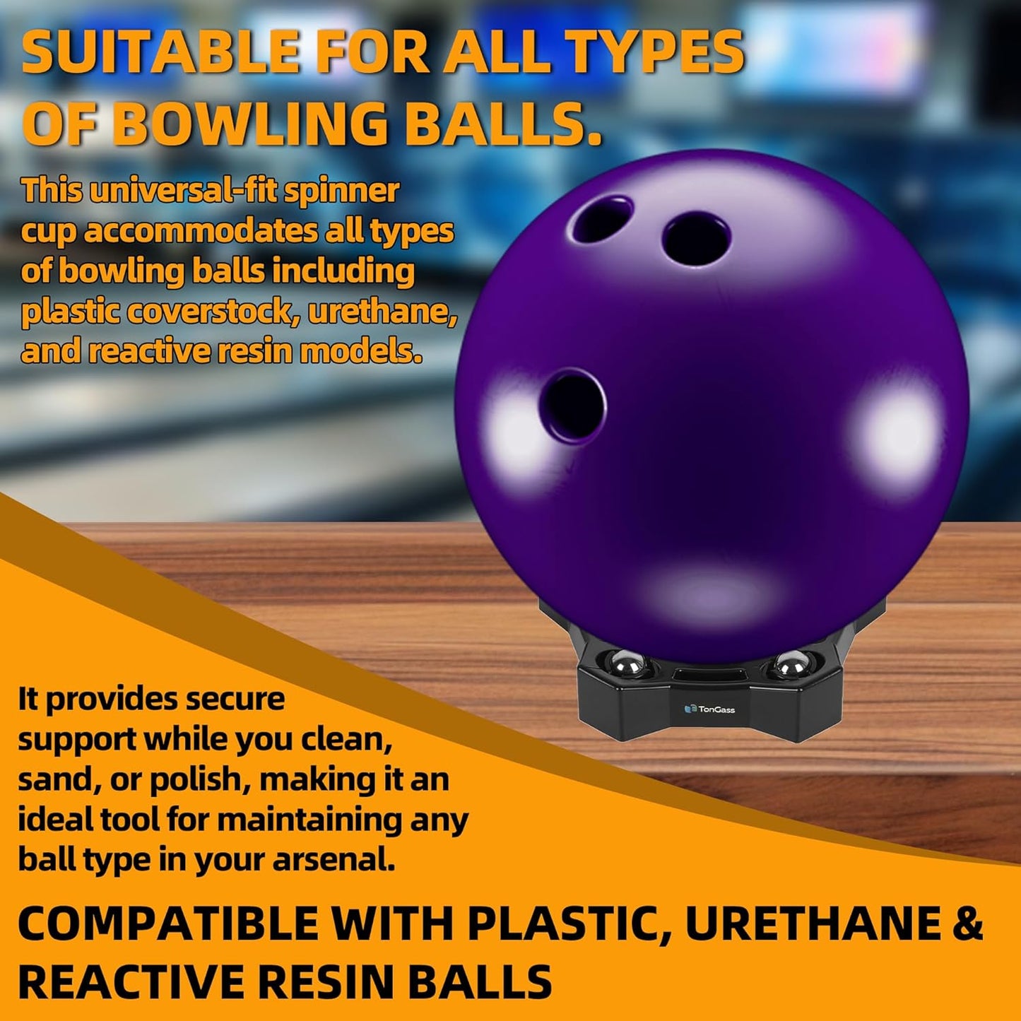 TonGass (3-Pack Bowling Rotating Ball Cup, Bowling Cup Display Stand with Bearing Spinner Holder, Spare Balls Holder Spinner for Bowlings Sports Ball Display Stand Suitable for All Balls Types