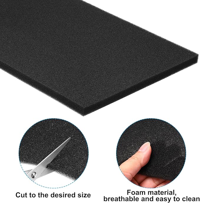 PATIKIL 24" x 16" x 1" Air Conditioner Filter Replacement, 2 Pack RV AC Foam Filter Pad Washable Reusable for Air Conditioning Purifiers, Black