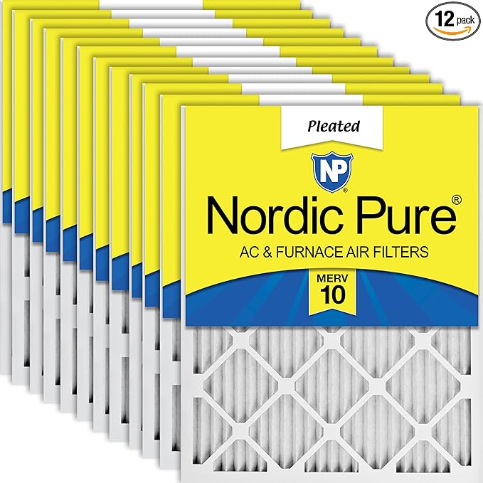Nordic Pure 14x24x1 (13 3/4 x 23 3/4 x 3/4) Pleated MERV 10 Air Filters 12 Pack