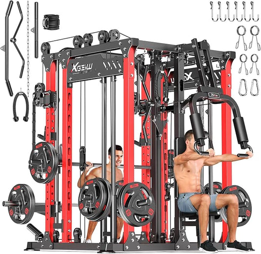 Power Cage,1600lbs Multi-Function Power Rack with Adjustable Cable Crossover System and More Training Attachment, Weight Cage for Home Gym-FlexoryFit