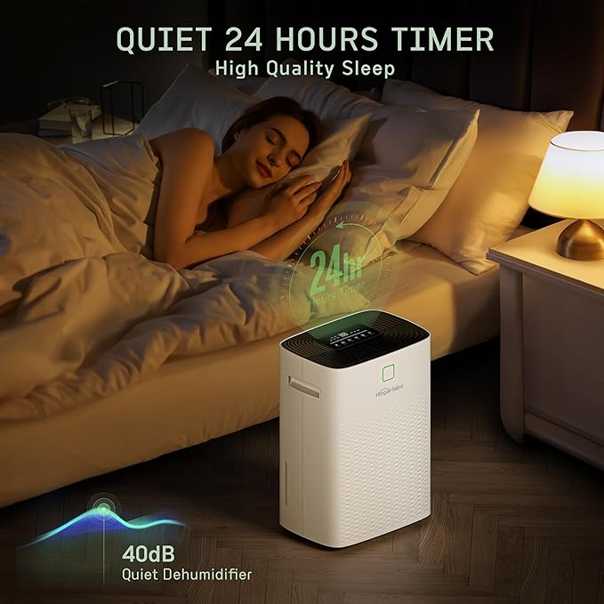 6,000 Sq.Ft 100 Pints Dehumidifier for Home, HOGARLABS Dehumidifier for Basement Large Room with Drain Hose, 1.32 Gal Water Tank, Auto Defrost, 24H Timer, Intelligent Humidity Control