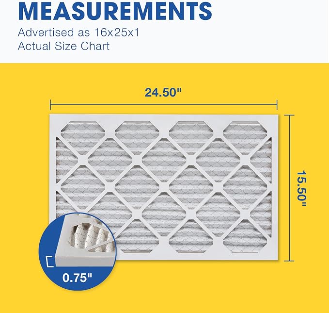 Aerostar 16x25x1 MERV 8 Air Filter, Pleated AC Furnace HVAC Filters, - Image 2