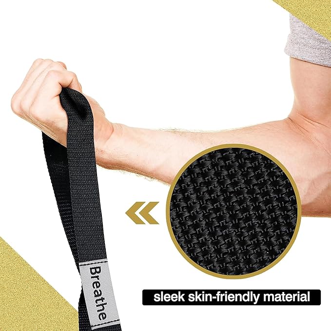 Stretching Strap Yoga Strap with 10 Loops, Non-Elastic Stretch Band for Physical Therapy, Flexibility, Exercise, Pilates, Dance & Gymnastics Workout-FlexoryFit