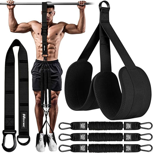 Pull Up Assistance Bands, Adjustable Heavy Duty Resistance Band for Pull Up, 3 Pull Up Bands, Comfortable Fabric Feet/Knee Rest, Assistance Bands for Pull-Up, Home Fitness, Body Stretching-FlexoryFit