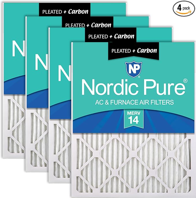 Nordic Pure 24x30x1 Pleated Air Filters MERV 14 Plus Carbon 4 Pack by NordicPure