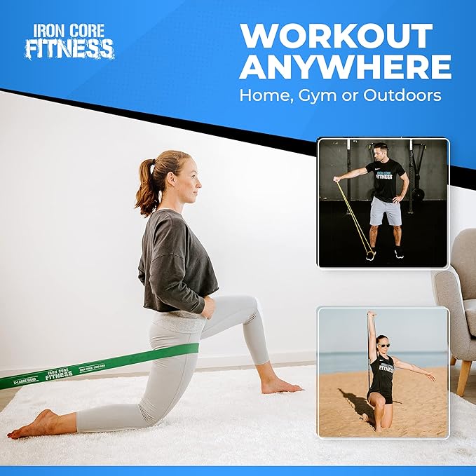 Pull Up Assistance Resistance Bands - Long Loop Power Bands for Men and Women - Strength Power Flexibility Training at Home & Gym - Ebooks & Workout Chart Included by Iron Core Fitness-FlexoryFit