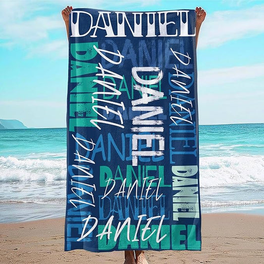 JML Personalized Beach Towel with Name, Custom Beach Towel with Name, Customized Microfiber Pool Towel, Quick Dry & Absorbent Swim Towel for Adult,Anniversary, Birthday, Summer Holiday,Vacation-FlexoryFit