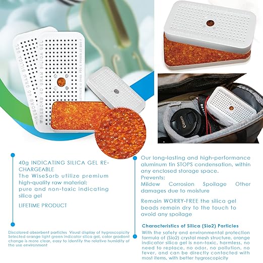 100 Gram 30 Pack Indicating Silica Gel Canister, Gun Safe Dehumidifier (Orange to Green), Reusable Desiccant Canister Dehumidifier