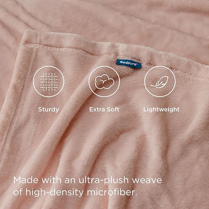 Bedsure Fleece Blankets Queen Size Dusty Pink - Bed Blanket Soft Lightweight Plush Fuzzy Cozy Luxury Microfiber, 90x90 inches
