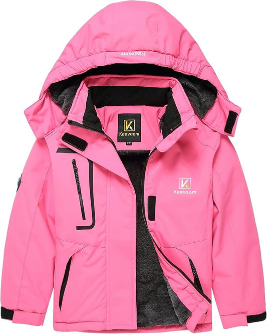 Keevoom Girl's Ski Jacket Winter Warm Thick Snow Coat Windproof Kids Outdoor Hooded Jackets-FlexoryFit