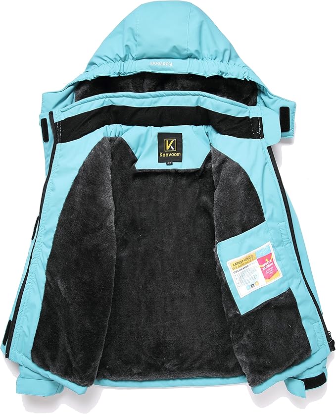 Keevoom Girl's Ski Jacket Winter Warm Thick Snow Coat Windproof Kids Outdoor Hooded Jackets-FlexoryFit