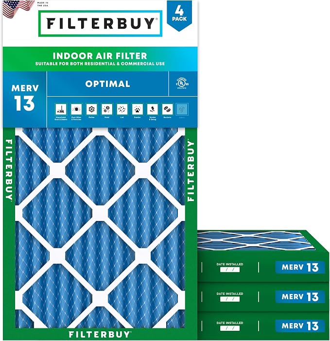 Filterbuy 12x24x2 Air Filter MERV 13 Optimal Smoke & Allergy Defense, by Filterbuy
