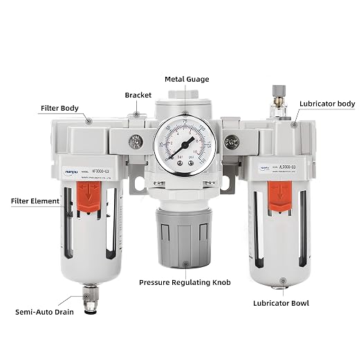 NANPU 3/8" NPT Air Filter, Regulator & Lubricator Combo - Image 3