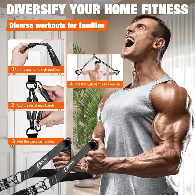 Pull Up Assistance Bands,Up to 300 lbs Assistance,Adjustable Heavy Duty 4 Resistance Bands for Pull up, with Feet/Knee Rest, Handle and Door Anchor for Home Gym Fitness Exercise Strength Training-FlexoryFit