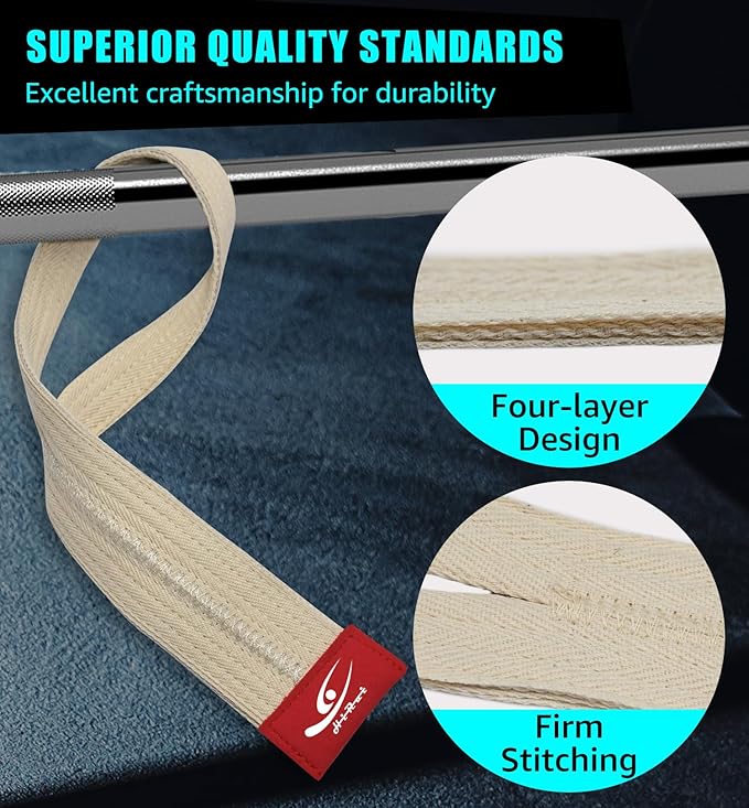 HiRui Cotton Lifting Wrist Straps (Pair) for Weightlifting Powerlifting Bodybuilding Strength Training | Wrist Support Wraps for Enhanced Grip & Stability - Soft & Durable, 13 inch Fits All-FlexoryFit