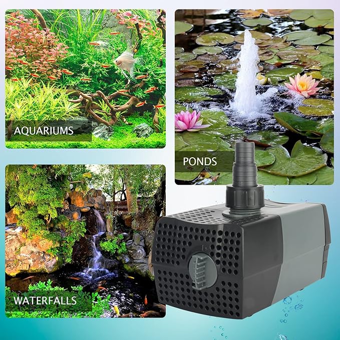 WaterRebirth (HSUP3000F) Submersible Water Pump With Fountain Jets - Pond Pump - Submersible Pump - Water Fountain Pump - Aquarium Pump