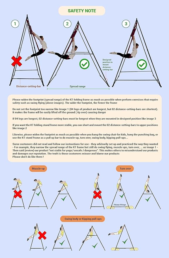 KT Dedicated Stand Frame For Aerial Yoga And Therapy Sensory Hammock Model KT1.1520YG. Foldable, Portable, Height Adjustable, Stable and Durable Upgraded Yoga Swing Stand Frame-FlexoryFit