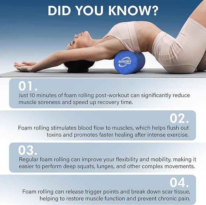 Invincible Fitness EPP Foam Roller for Deep Tissue Massage – Enhance Recovery, Relieve Pain, and Boost Mobility for a Stronger, Healthier You (Blue)-FlexoryFit